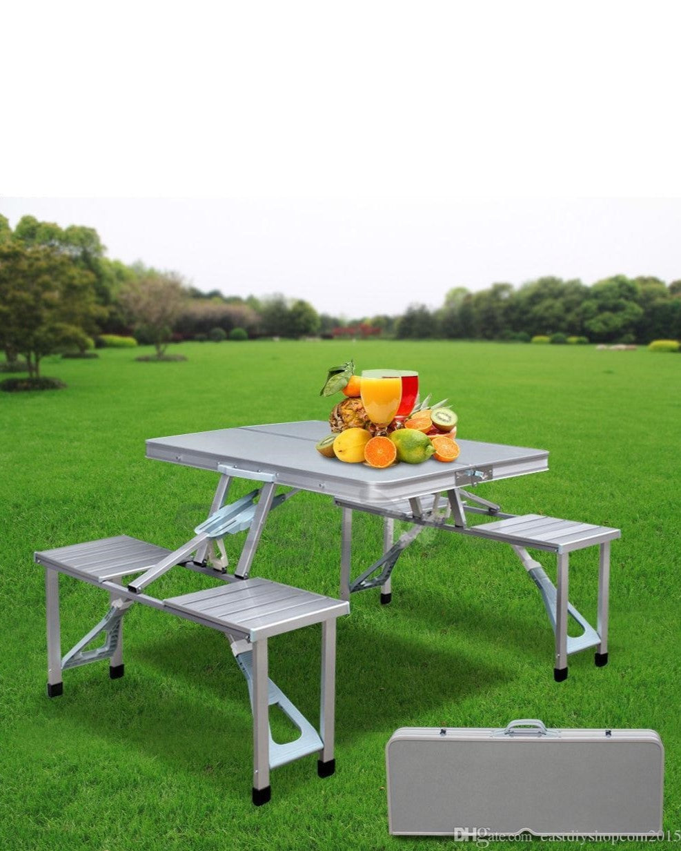 Portable Aluminum Folding Outdoor Heights Adjustable Camping Table Secondary image