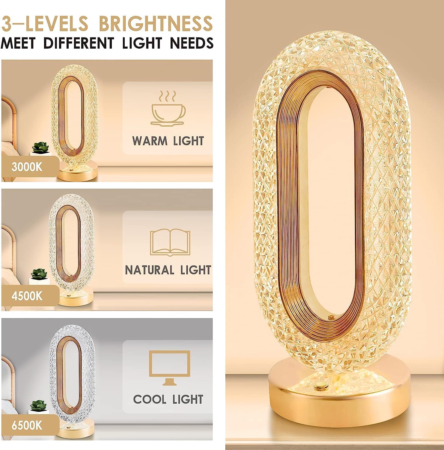 Crystal Smart Touch Table Lamp Secondary image