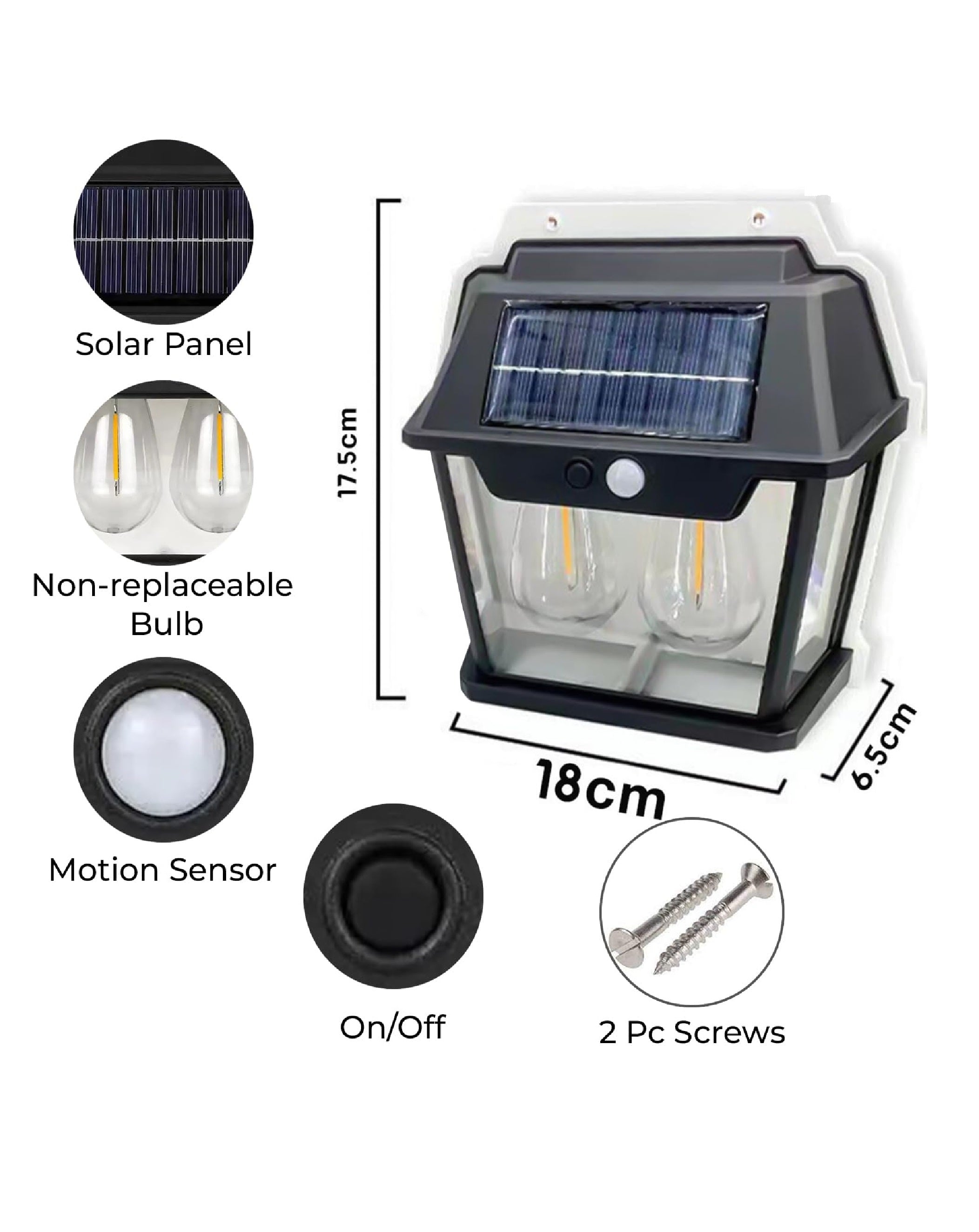 Dual Bulb Solar Interaction Outdoor Wall Lamp Secondary image