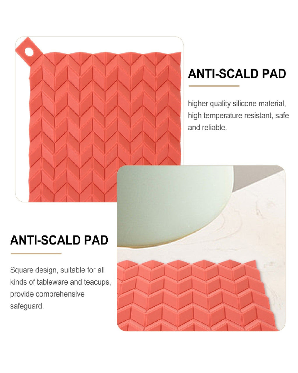 Heat Resistant Silicone Square Trivet Mat - Set of 2