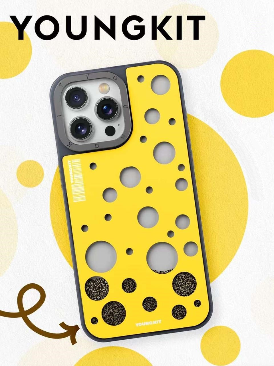 YoungKit Polka Dots iPhone 15 Pro Cover Case - Yellow (Original) Main image