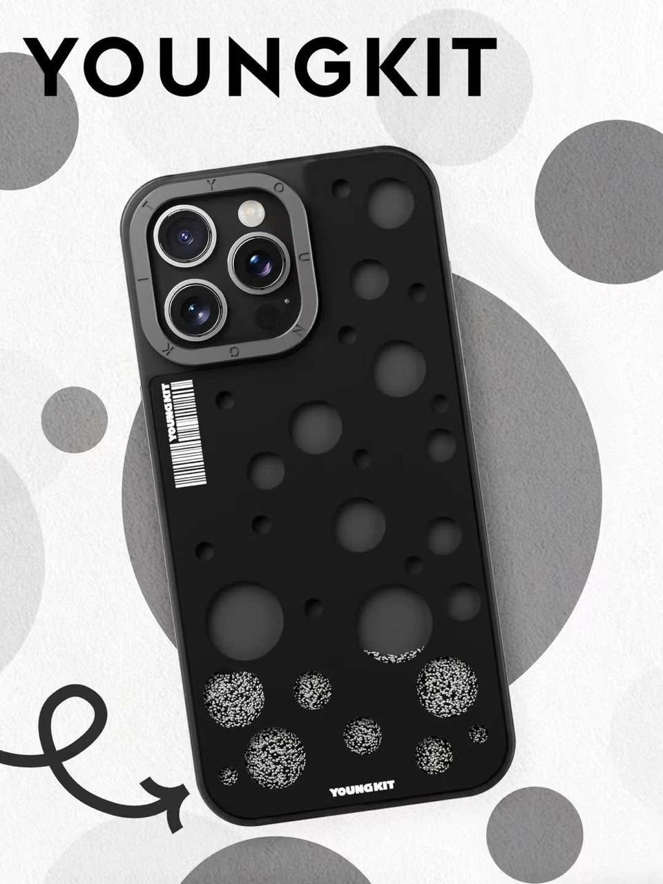 YoungKit Polka Dots iPhone 15 Pro Cover Case - Black (Original) Secondary image